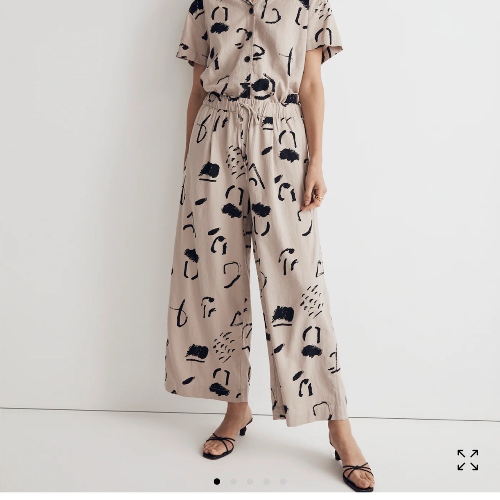 Madewell Tan and Black linen blend Wide Leg pants - 3X